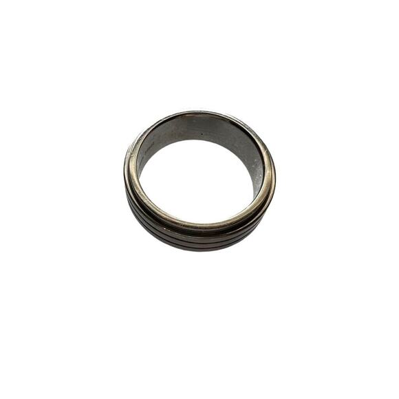 Unisex Stainless Steel Spinner Ring with Groove Detailing Silver Size 8 - Picture 9 of 12